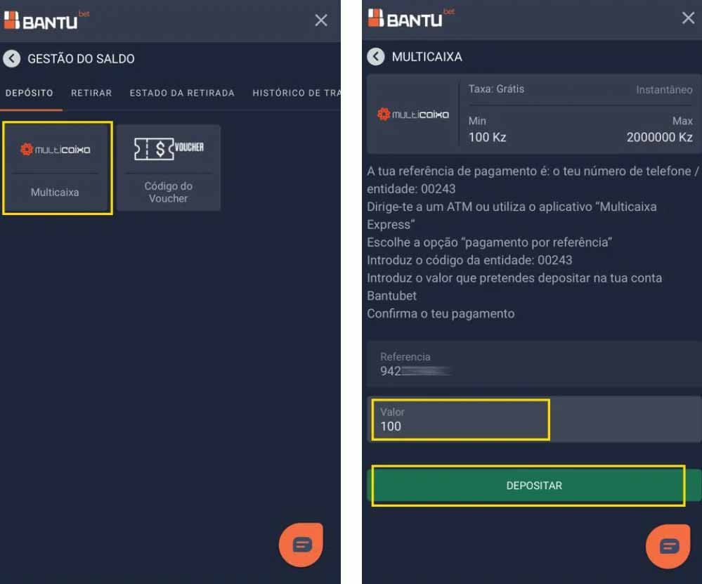 Depositar na Bantu bet pelo express